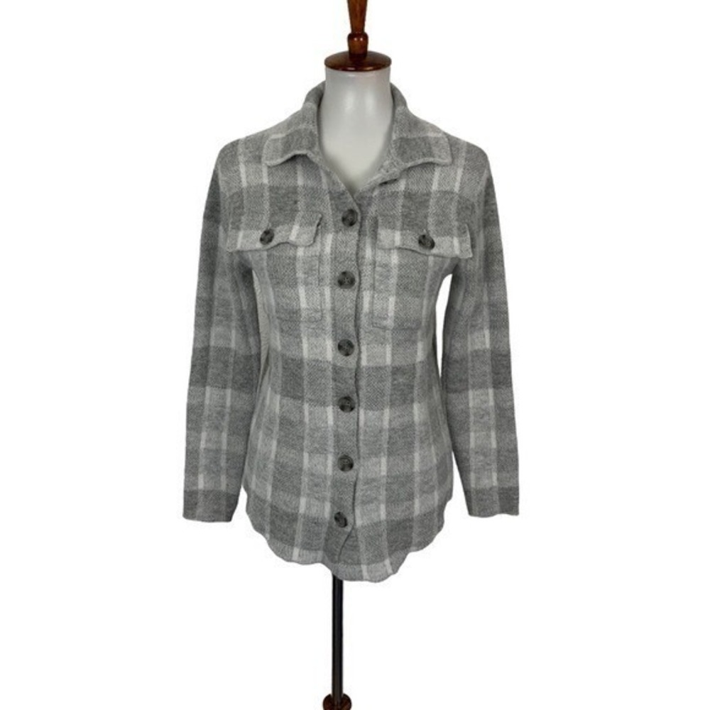 William Rast Gray Plaid Button Up Shirt Jacket Shacket XS